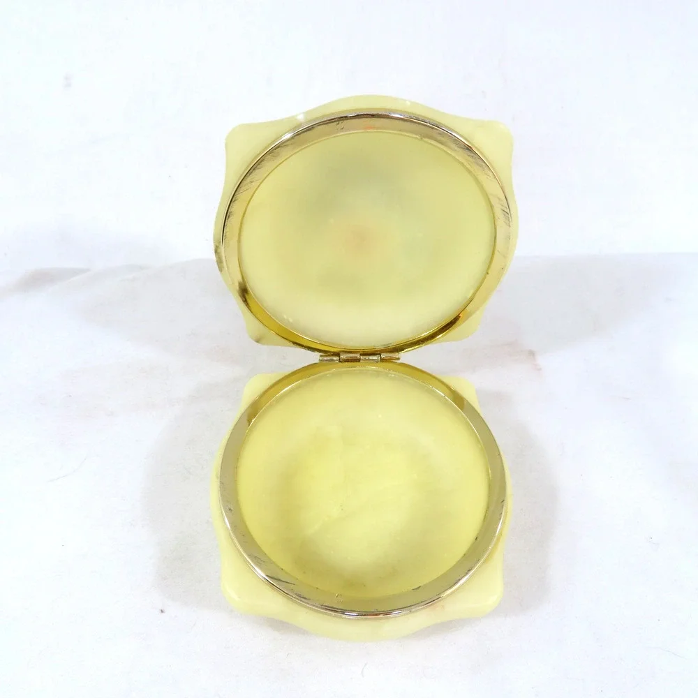 Jewelry Dish Flower Beige White 4x4x2 Soapstone? Trinket Vintage